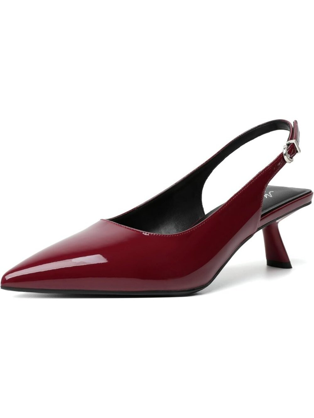 Women's Burgundy 06 Patent Leather Kitten Heels Pointed Toe Pumps Dress Shoes